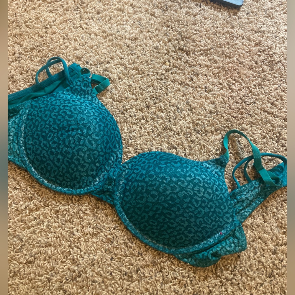 Teal Leopard Print Bra
